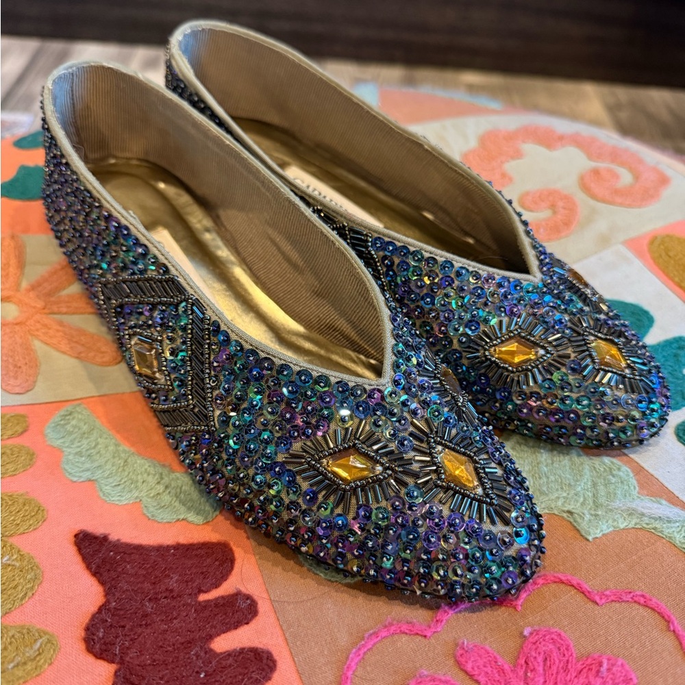 VINTAGE Caparros Multicolor Embellished Flats 7.5 / small 8